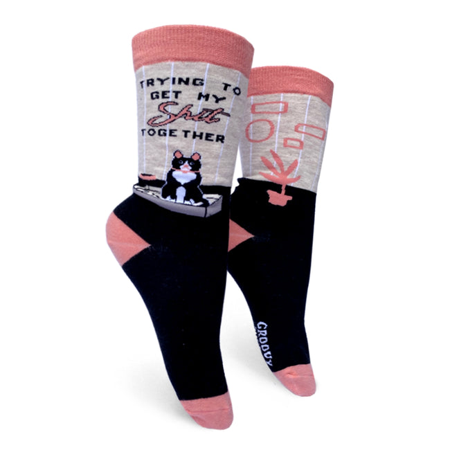 Trying Cat Womens Crew Socks image 0