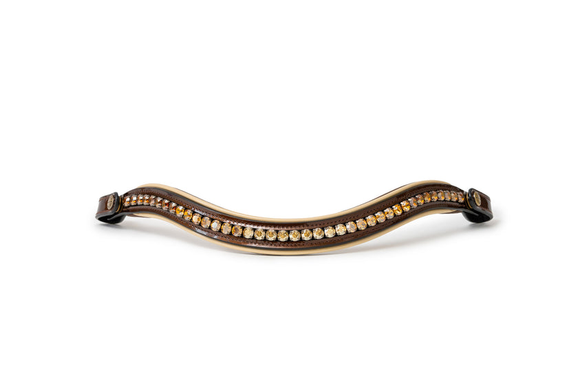 The Catalonia Metallic Bronze Leather Snaffle Bridle with Removable Flash