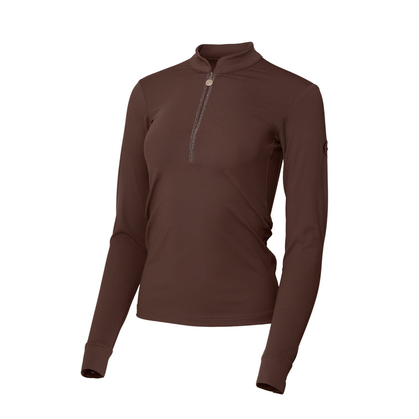 Heidi - Long Sleeve Riding Top with Crystal Fabric Trim