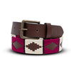 Rosado Bravo - Magenta, Cream & Brown Leather Polo Belt
