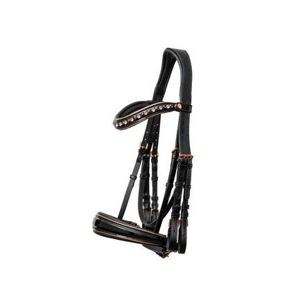 LIMITED EDITION: Aurelia Black Patent & Rose Gold Double Bridle