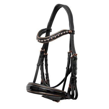 LIMITED EDITION: Aurelia Black Patent & Rose Gold Double Bridle