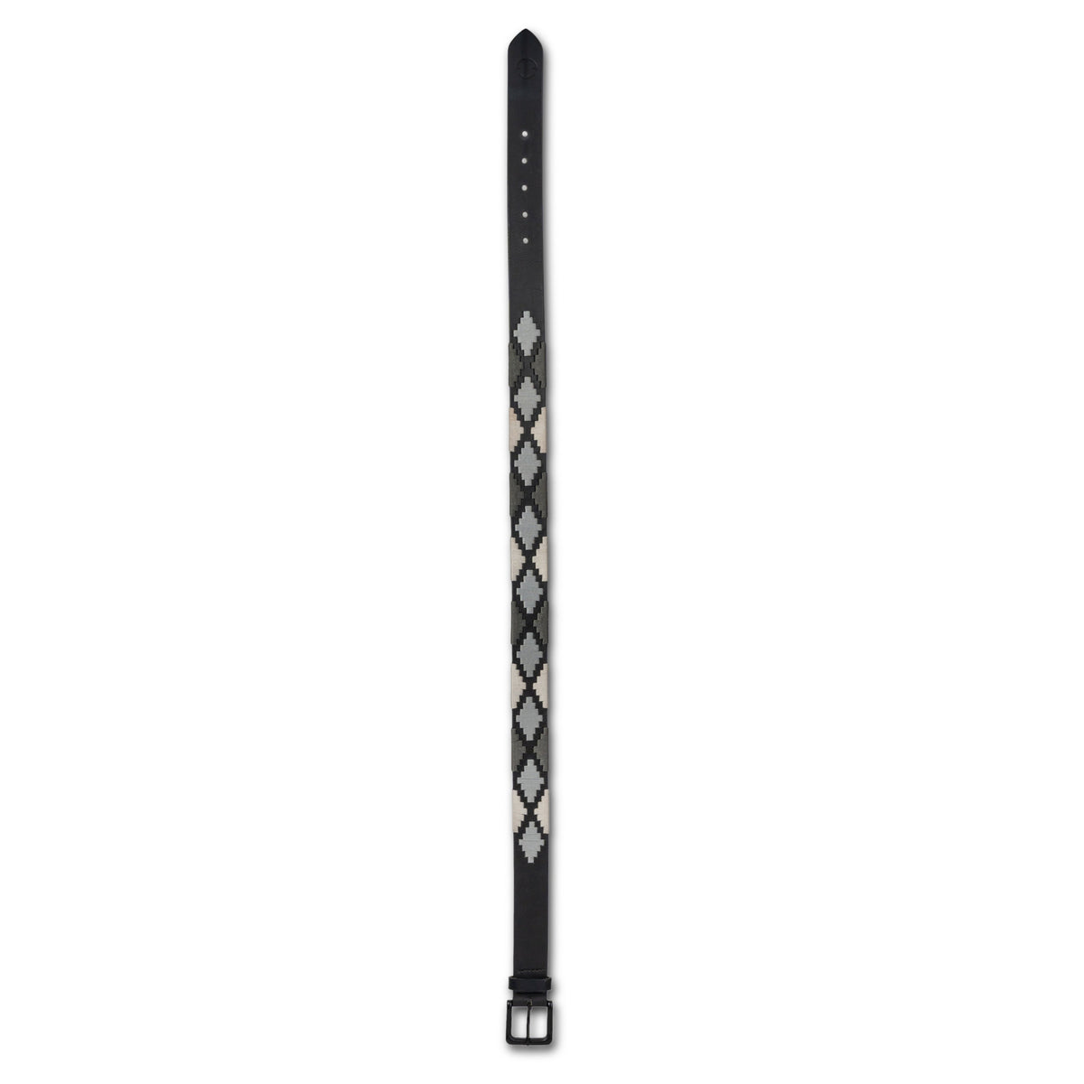 Sierra Blanca  -Gunmetal Grey, Silver & Pearl Black Leather Polo Belt