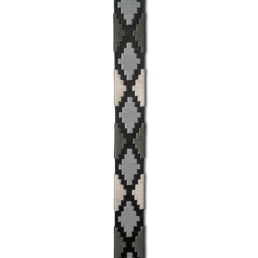 Sierra Blanca  -Gunmetal Grey, Silver & Pearl Black Leather Polo Belt