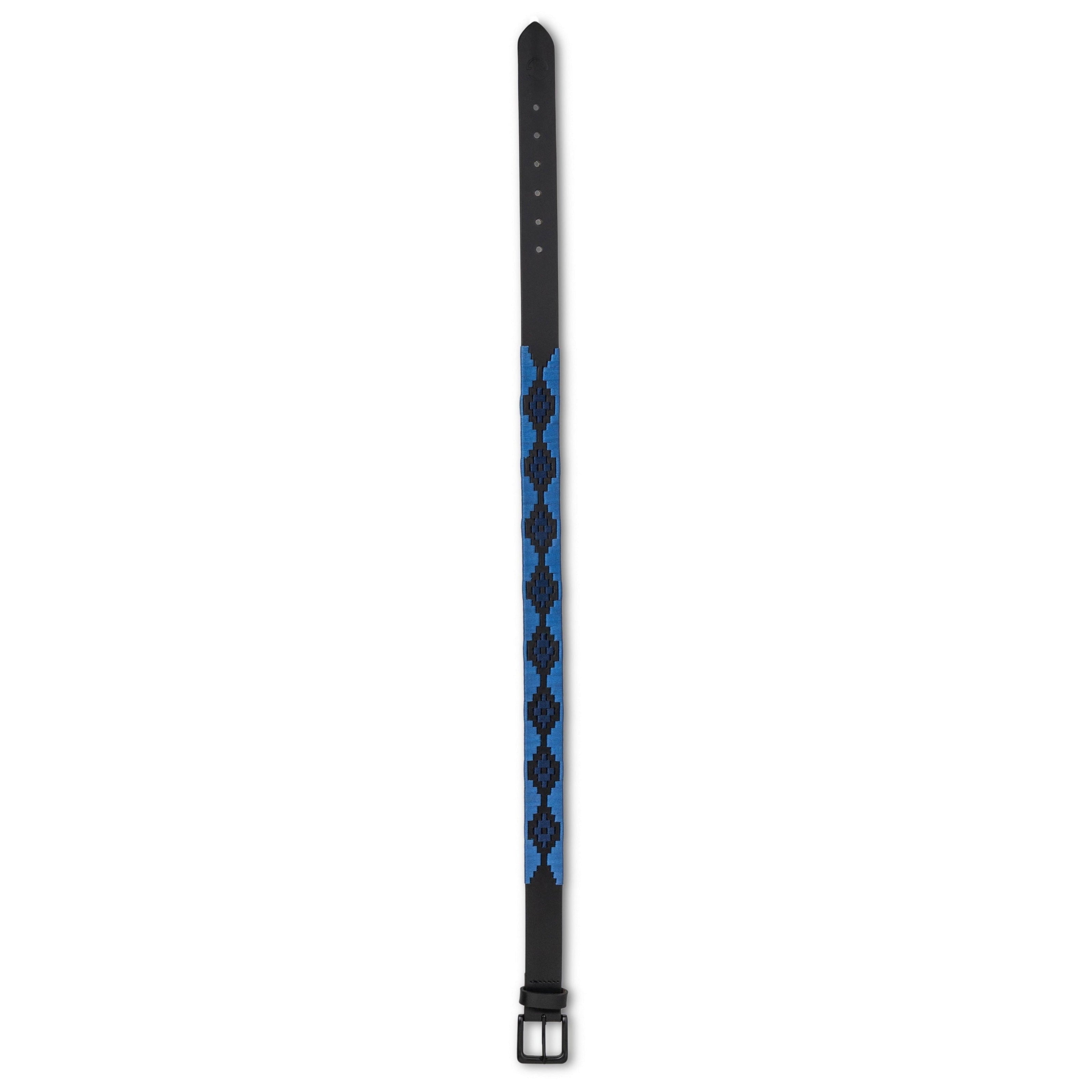Azul Nocturno - Midnight  & Sky Blue Black Leather Polo Belt
