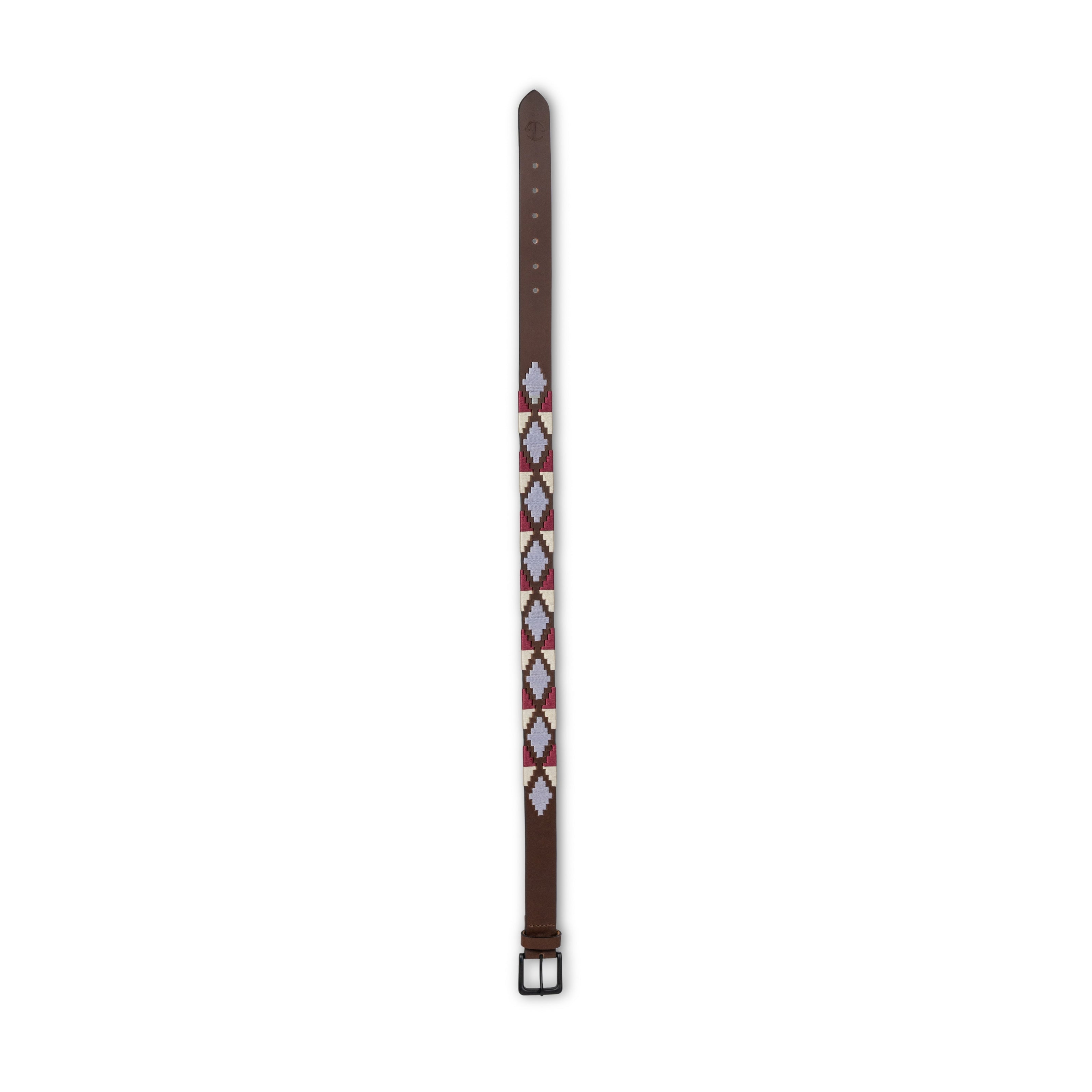 Viñedo - Burgundy, Lavender Ice Blue, Brown & Ivory Brown Leather Polo Belt