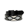 Sierra Blanca  -Gunmetal Grey, Silver & Pearl Black Leather Polo Belt