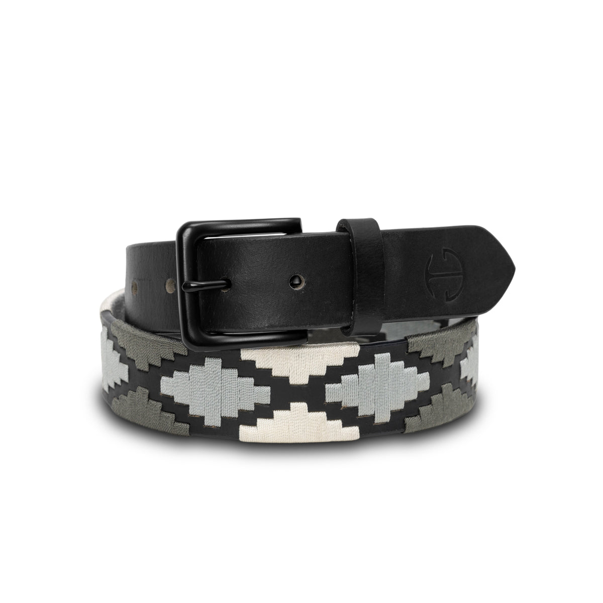 Sierra Blanca  -Gunmetal Grey, Silver & Pearl Black Leather Polo Belt