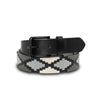 Sierra Blanca  -Gunmetal Grey, Silver & Pearl Black Leather Polo Belt