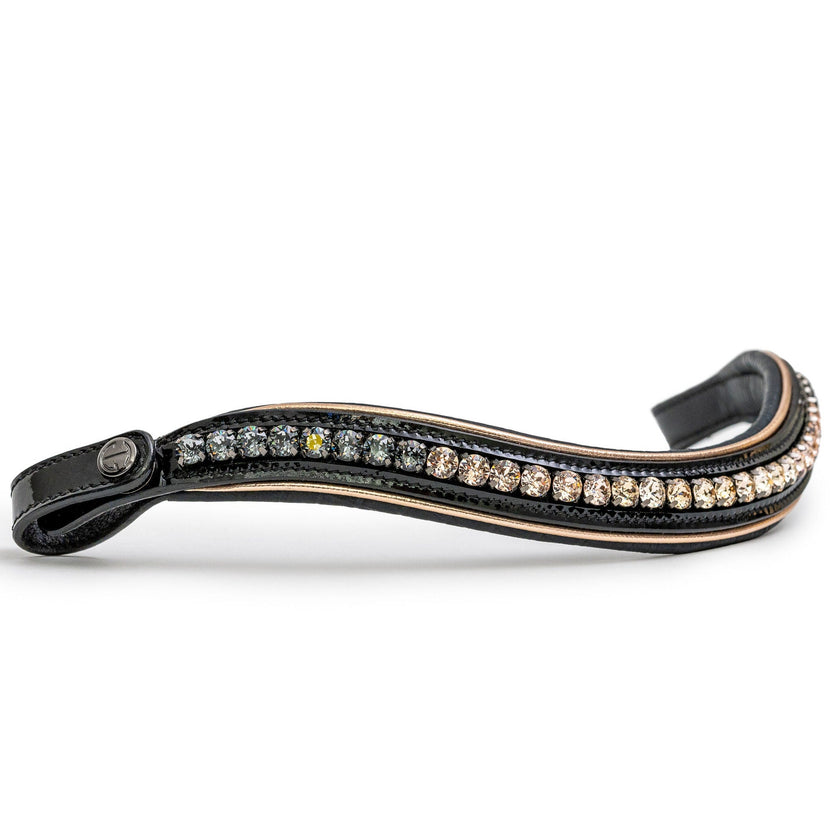 🖤 The Gotham Black Patent Snaffle Bridle – Patent Leather | Croc Print | Ombre Austrian Crystal Browband