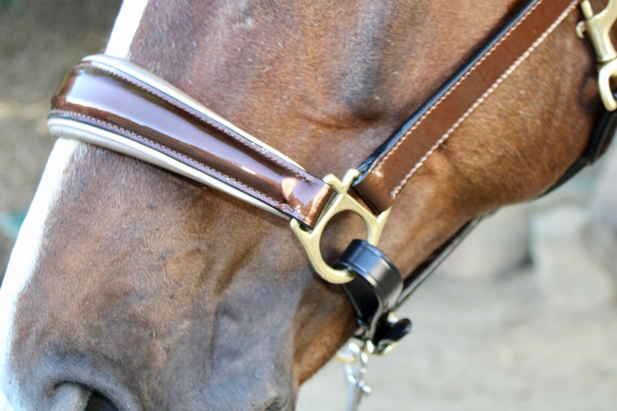 Catalonia Metallic Bronze Black Leather Halter
