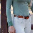 El Valle  - Sage Green, Willow & Silver Cognac Leather Polo Belt