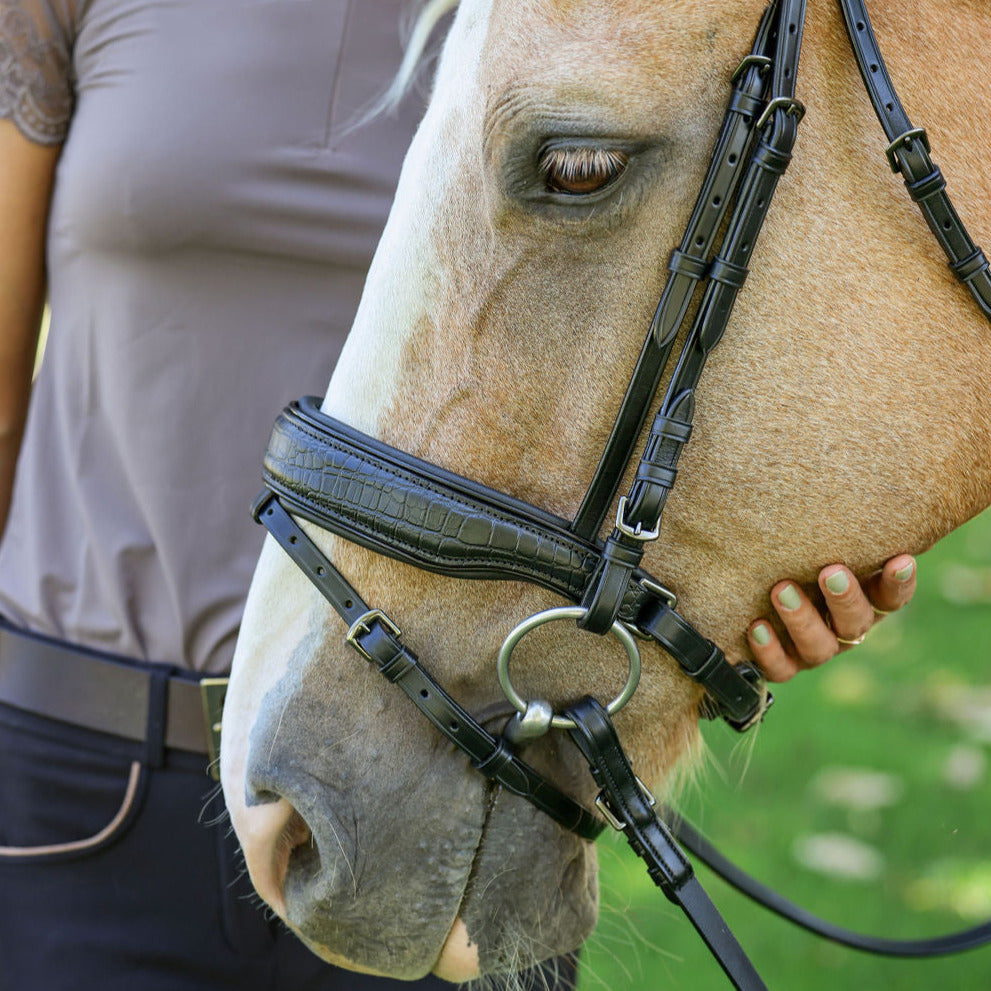 Doc Marten Black Leather Snaffle Bridle with Removable Flash