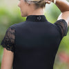 Tara Short Sleeve Lace Competition Shirt - Black