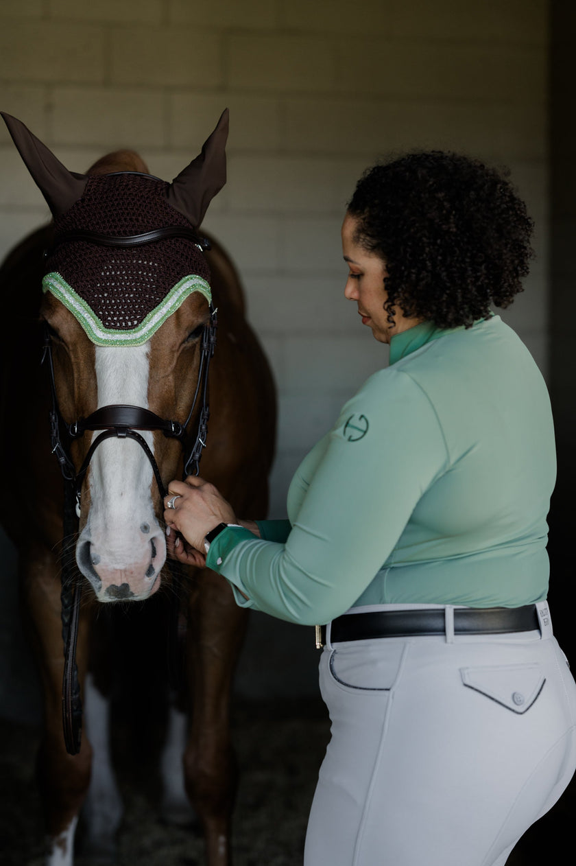 Roxana - Black & Luxe Gray Long Sleeve Riding Shirt