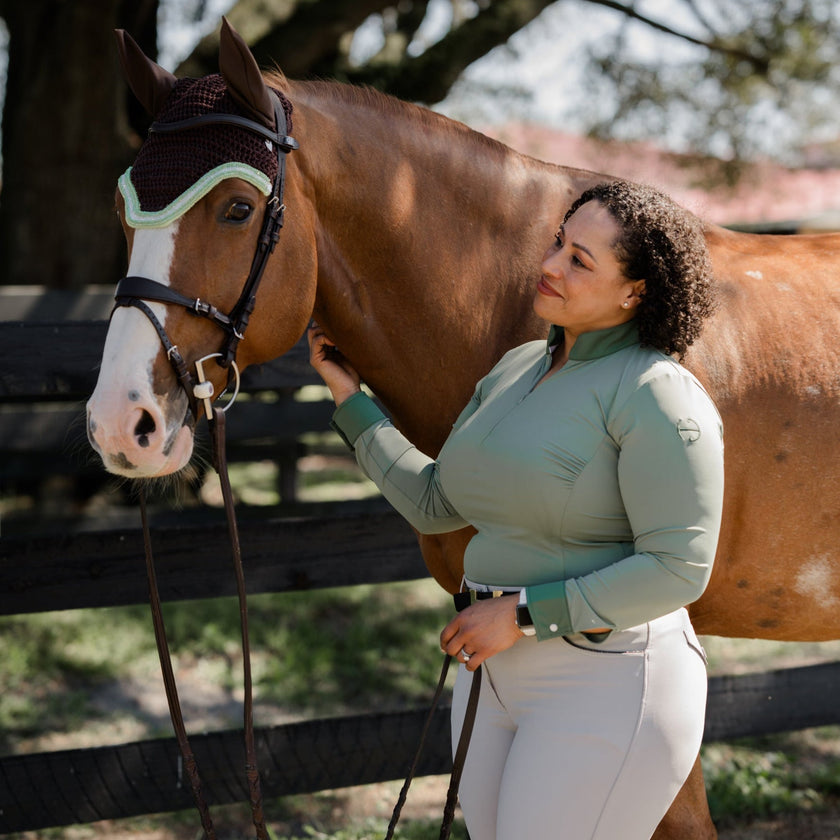 Roxana - Black & Luxe Gray Long Sleeve Riding Shirt