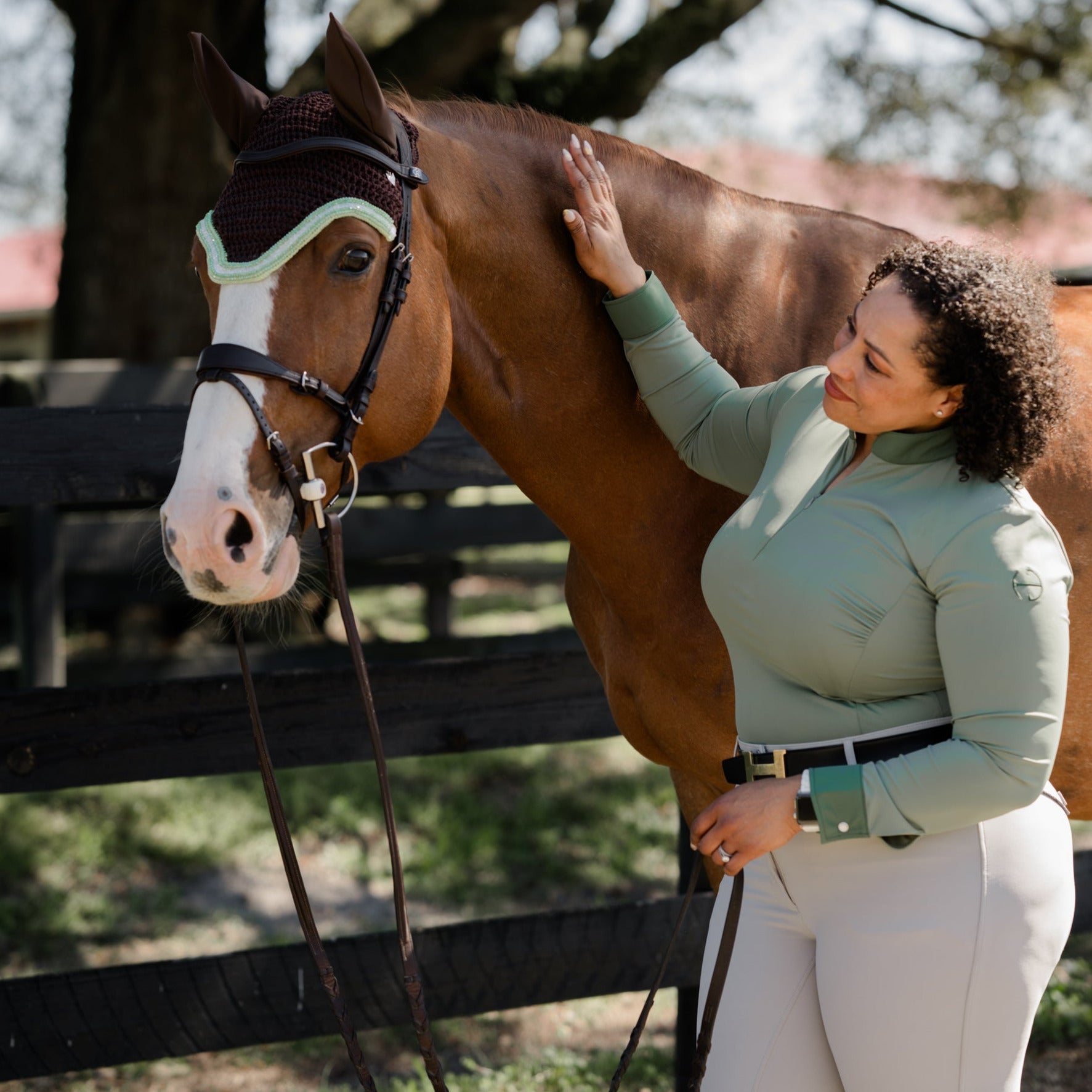 Roxana - Black & Luxe Gray Long Sleeve Riding Shirt