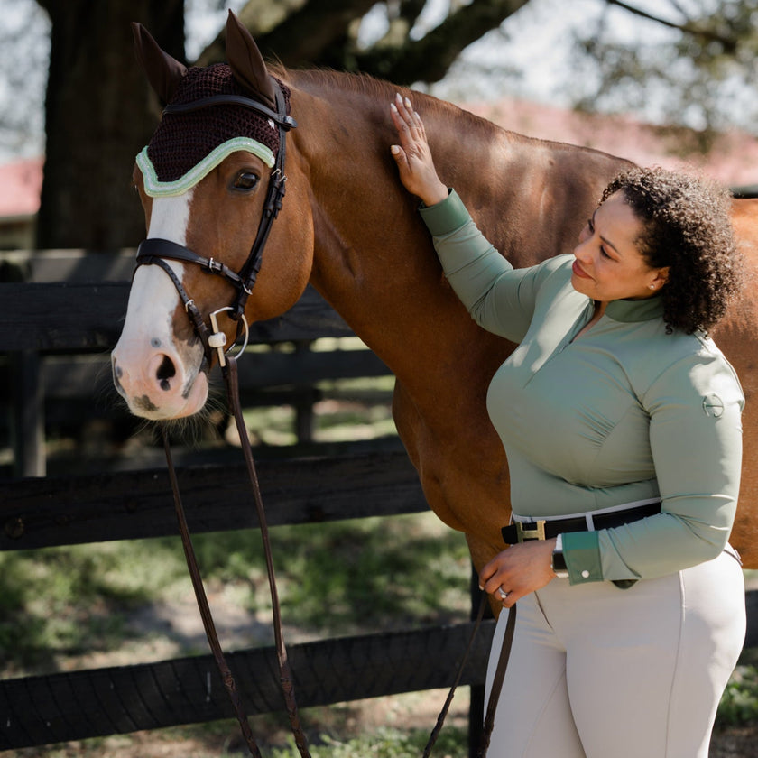 Roxana - Black & Luxe Gray Long Sleeve Riding Shirt