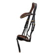 The Palermo Black Patent Leather Snaffle with Brown Padding