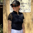 Tara Short Sleeve Lace Competition Shirt - Black
